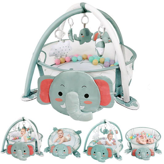 dearlomum 4-in-1 Baby Play Mat Baby Gym,Ball Pit Including 30 Balls for Newborn Toddler Boy & Girl Gifts(Elephant)