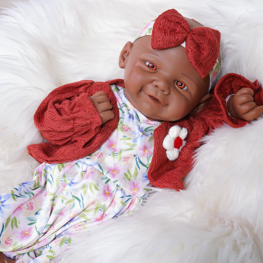 SILINAISIA Lifelike Reborn Baby Dolls Smiling Girl 17in Weighted Silicone Full Body Flexible Limbs Realistic Real Life Baby Dolls Open Eyes Newborn Babies