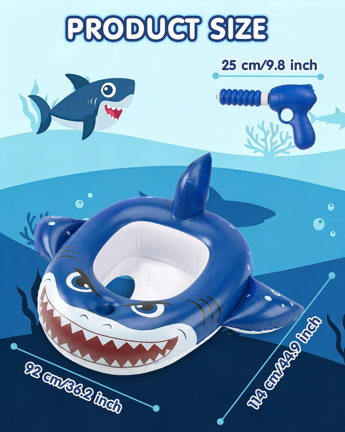 Gleamkid 2PCS Inflatable Pool Floats Kids, Pirate Ship Pool Float with Water Gun, Pool Toys for Kids Ages 4-8, Pool Float Safety Seat Swimming Pool Games for Boys Girls