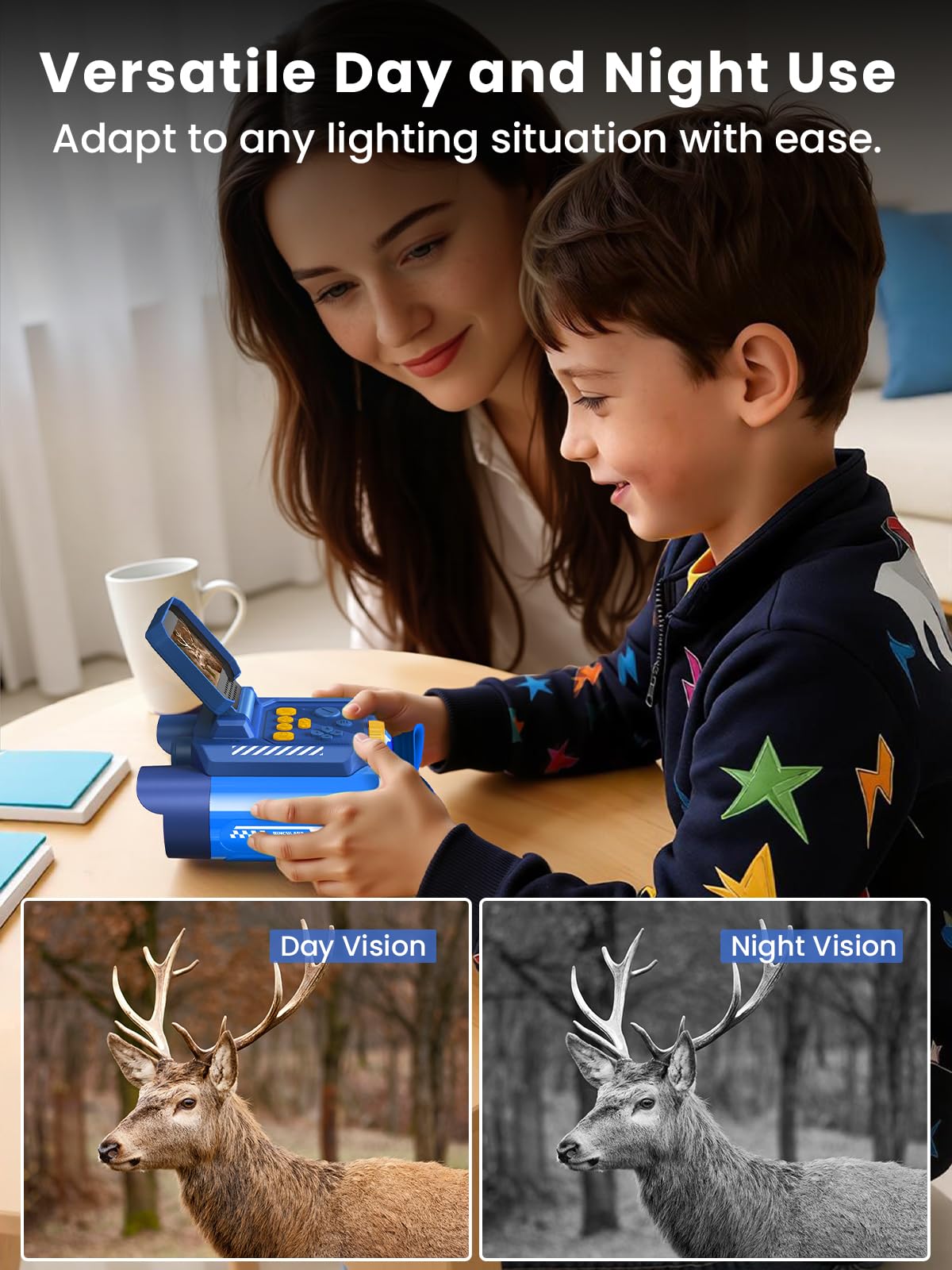 Acoath Binoculars for Kids with Night Vision Camera, Kids Telescope, 10X Optical Zoom, Magic Adventures Telescope Toys Gifts for Age 3, 4, 5, 6, 7, 8, 9, 10+ Years Old Boys Girls