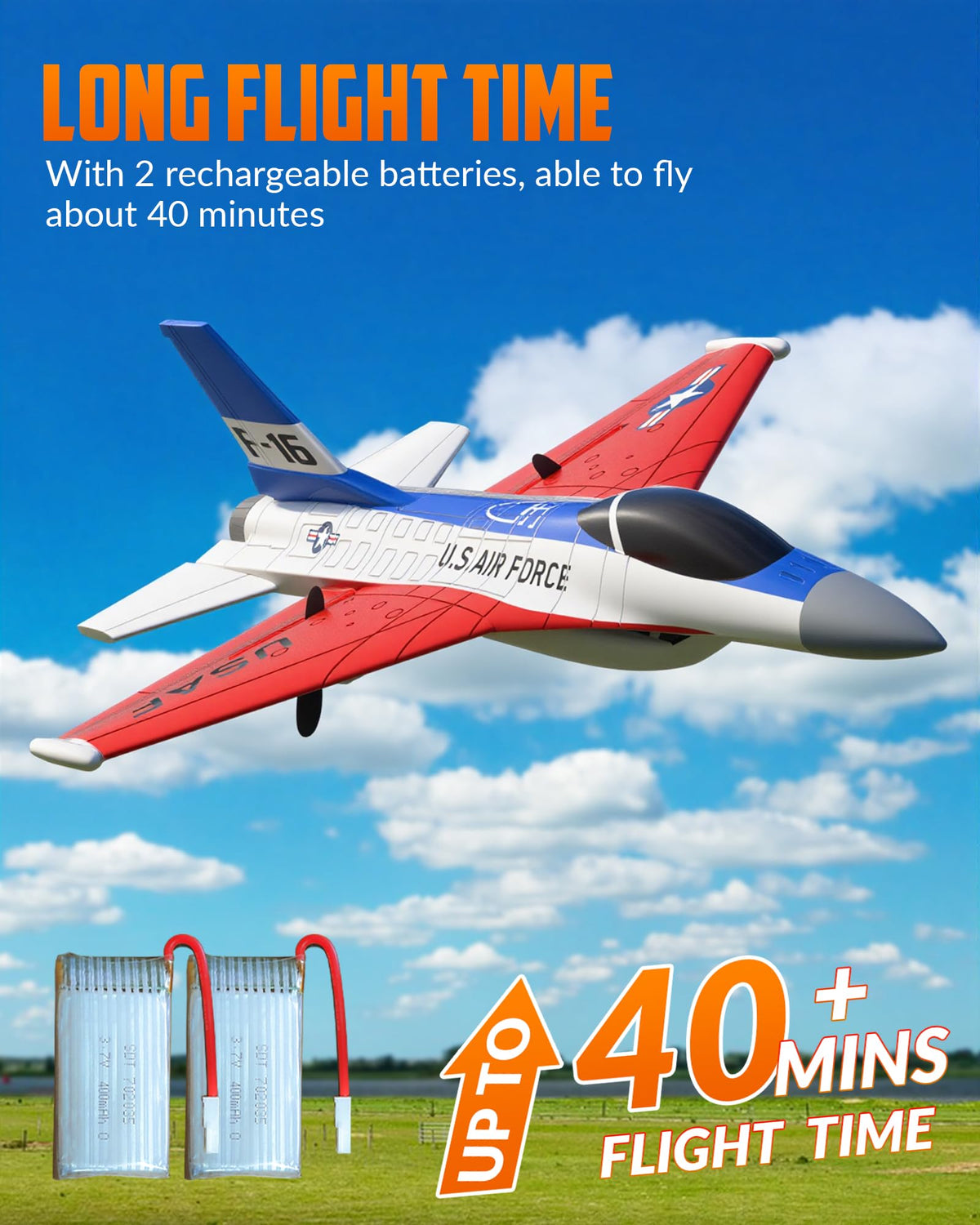 volantexrc Foam Remote Control Airplanes 3CH RC Planes forAdults, RC Airplane Fighter Jet with 6-axis Gyro, 2.4GHz RTF Radio Controlled Aircraft Easy to Fly for Beginners (F-16 Falcon)