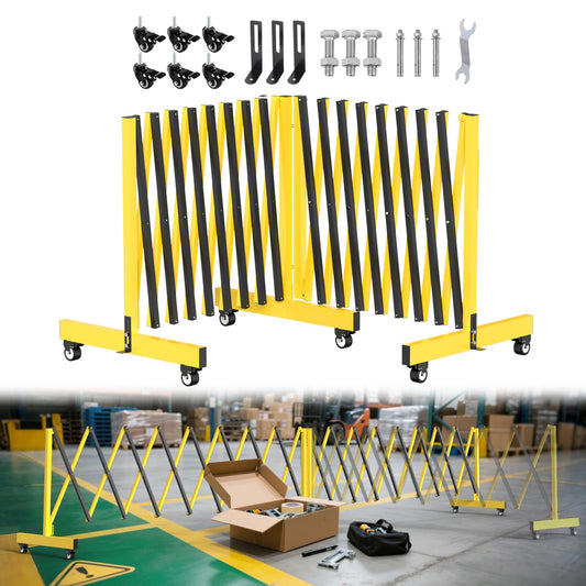 23 FT Industrial Expandable Barricade, Folding Security Gate with Wheels, Retractable Driveway Gate, Adjustable Traffic Fence for Construction Site, Traffic Control, Cordon, Elevator, Garage
