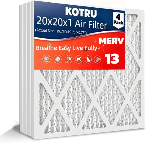 MERV 13 20x20x1 Air Filter by [Brand Name] - 4-Pack Electrostatic Pleated HVAC Filters | Captures Dust, Pollen & Pet Dander