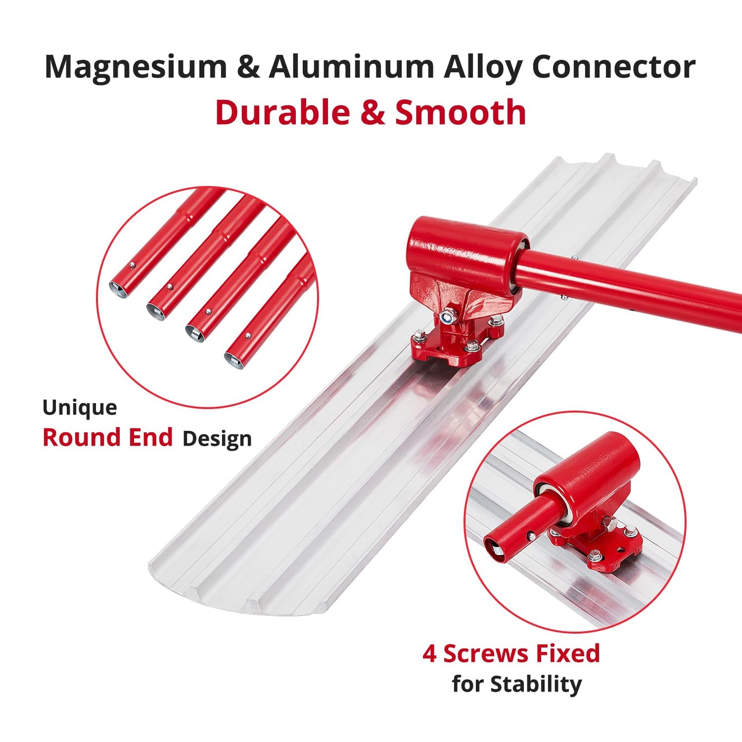 GarveeTech 48" x 8" Bull Float Magnesium Concrete Float, Metal Concrete Float Tool with Bracket for Multi-Angle Floating, Extruded Magnesium Alloy Blade, Round Blade