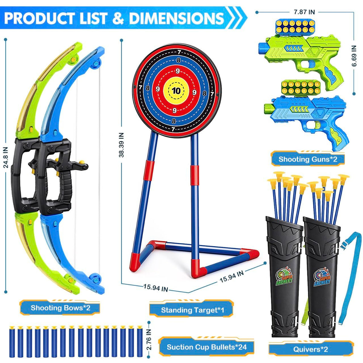 polokping 2 Pack Bow and Arrow Toy for 5 6 7 8 9 10+ Year Old Boys, Ideal Gift for Kids, Indoor Outdoor Shooting Game Toy for Ages 4-8 8-12, LED Light Up Archery Set with 12 Suction Cup Arrows