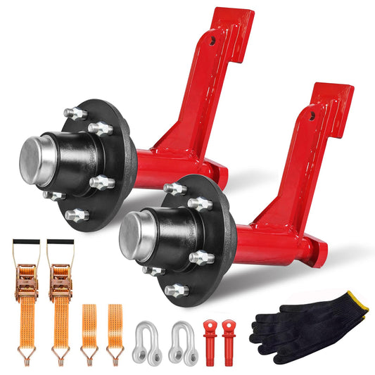 2 Pack Shipping Container Wheels kit with 6 Lug Bolt-On Spindle, Shipping Container Accessory with 8800 lbs Capacity,Heavy-Duty Shipping Container Axles with Ratchet Tie Down-Moves 20ft - 40ft