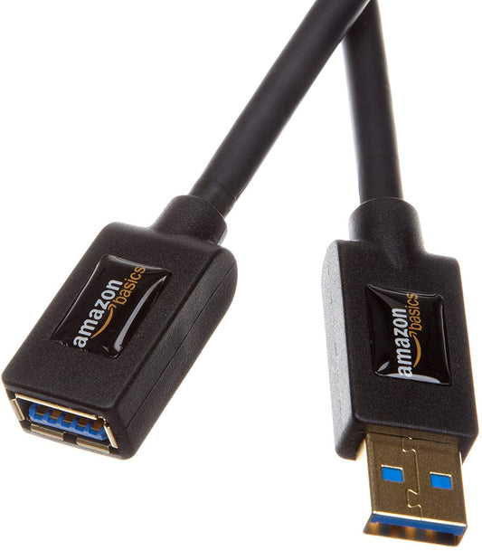 3.0 4.8Gbps 3.3 Amazon Basics USB Extension Cable, A-Male to A-Female, High-Speed, Gold-Plated Connectors, Foot, Black