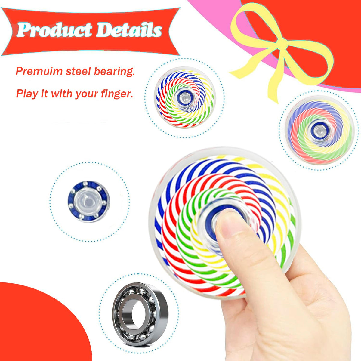 40 Pack Bohemian Fidget Spinner Toys Bulk, Mini Fidget Spinners for Kids Adults, Valentines Day Gifts Anxiety Toys Stress Relief Fidgets Easter Christmas Basket Stuffers Classroom Prizes