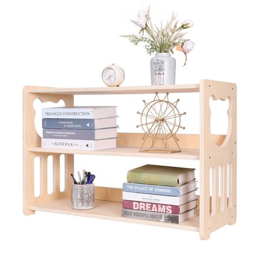 Montessori children's bookshelves, toy shelves, wooden storage and organization shelves, sturdy and safe kindergarten classroom furniture bookcases （3Tier）
