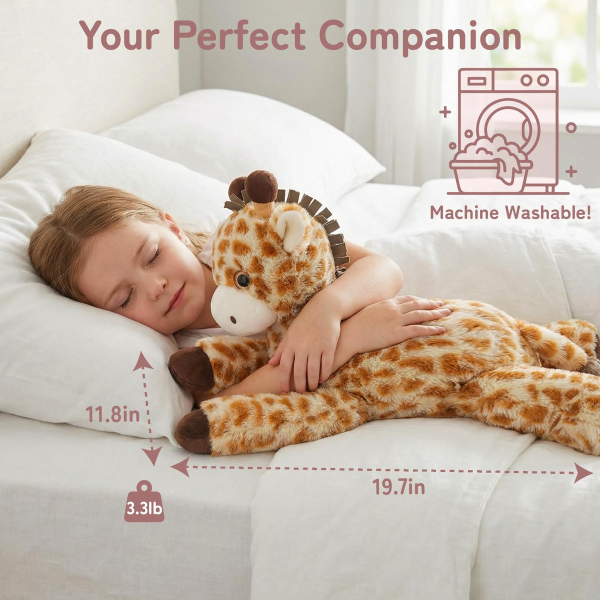 Niuniu Daddy Weighted Giraffe Stuffed Animal for Kids & Adults, 20 Inch 3.3lb Large Plush Toy with Soft Fur, Weighted Plushies Pillow for Sensory Calm, Huggable Gift for Everyday Comfort