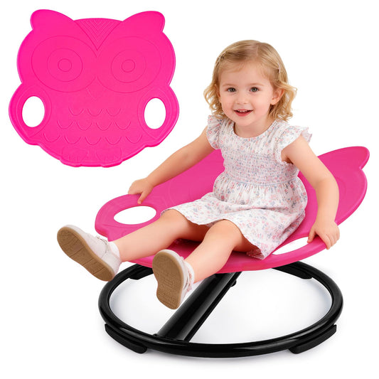 Spinning Chair for Autistic Kids,Sensory Toys for Kids with Autism,Training Body Coordination and Balance,Upgraded Owl Swivel Shape Sit and Spin Sensory Toys Indoor Outdoor,Friendly for 3+ (Pink)
