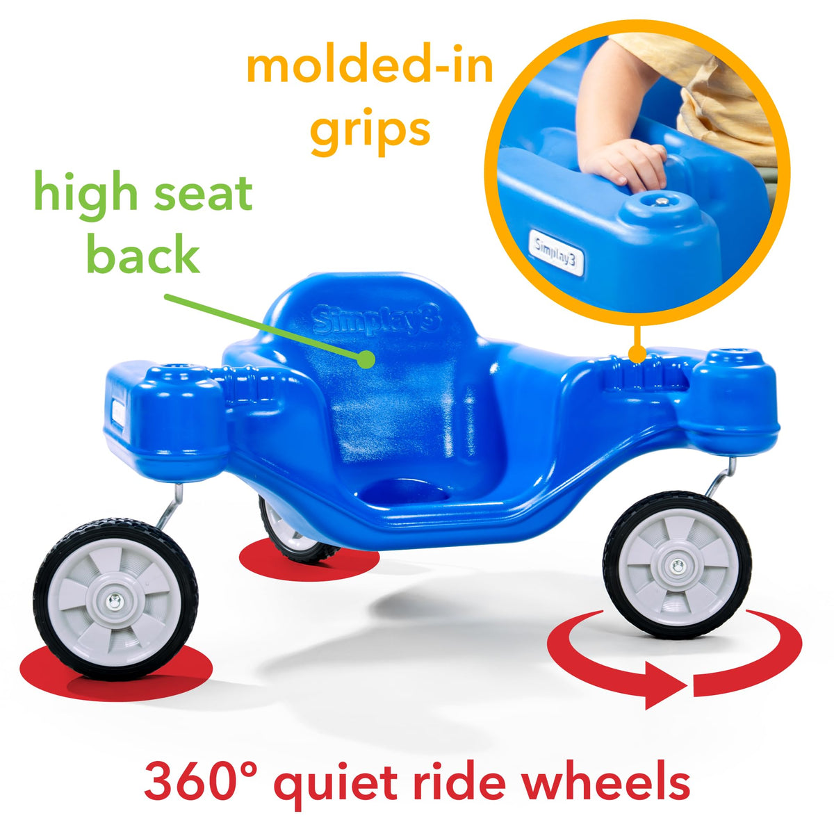 Simplay3 Galaxy Glider Ride-On Toy for Toddlers and Kids Ages 1-1/2 to 5 Years, 360-Degree Spinning Sensory Riding Toy for Kids, Blue