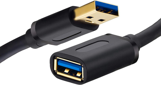 3.0 1ft-2Pack, 3.0 (1Ft-2Pack) Tan QY USB Extension Cable USB High Speed Extender Cord Type A Male to Female