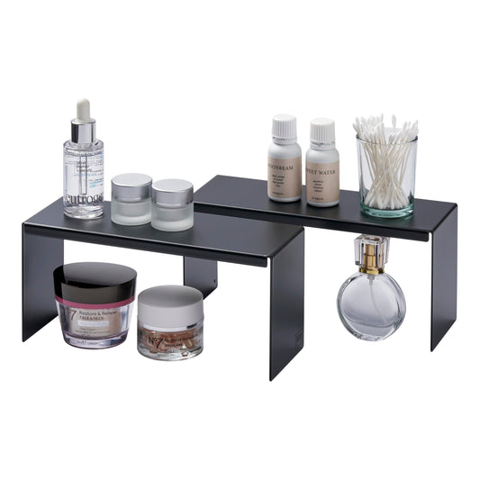 YAMAZAKI Home Tower Medicine Cabinet Vanity Storage Racks – Set of 2, Bathroom Mirror Organizer Risers - Steel -