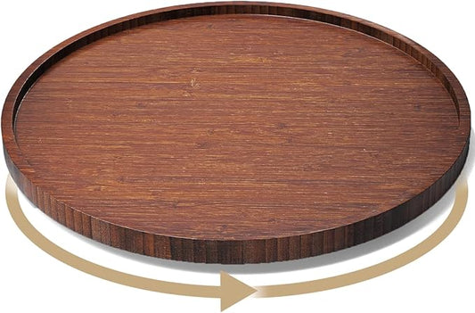 VERTORGAN Lazy Susan Organizer for Kitchen,Bamboo Turntable for Cabinet,Pantry,Vanity,Large（Brown）