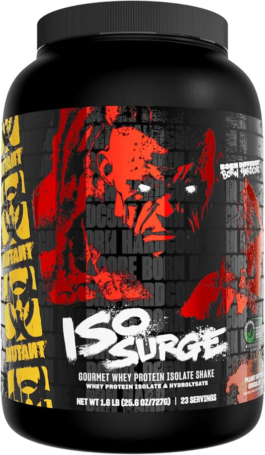 Mutant ISO Surge Whey Protein Isolate Powder Acts Fast to Help Recover, Build Muscle, Bulk and Strength, 1.6 lb (Peanut Butter Chocolate)