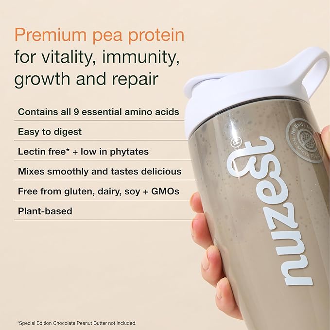 Nuzest - Pea Protein Powder - Clean Lean Protein, Premium Vegan Plant Based Protein Powder, Dairy Free, Gluten Free, GMO Free, Naturally Sweetened Protein Shake, Real Coffee, 1 Serving, 0.9 oz
