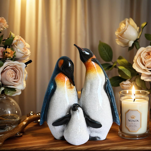 Skiennix Cute Penguin Family Statues - Charming Home Decor for Bedroom, Living Room & Office | Unique Gifts for Mom & Grandma