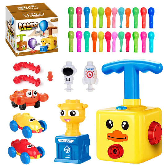 Balloon Launcher Toy Set, Balloon Powered Cars, Creative Inflatable Pump Racing Car, Scientific Experiment Intelligence Education Preschool Children's Toys (Duck)