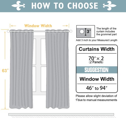 ChrisDowa Blackout Curtains - Extra Wide Thermal Insulated Grommet Panels for Bedroom | Greyish White, 70 x 63 Inch