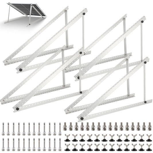 4 Sets 45inch Solar Panel Mounting Brackets, 0 to 90° Adjustable Solar Panel Mounting Rails, Fit for 150 200 400 600 Watt Solar Support Racks with Foldable Tilt Legsnel