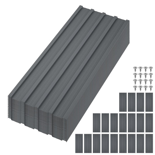 20pcs Metal Roofing Panels, 6ft Corrugated Metal Roof Panels with Screws, Heavy Duty Waterproof Galvanized Steel Roof Sheets for Outdoor Carport, Garage, Shed, Warehouse, Porch, Pergola, Patio