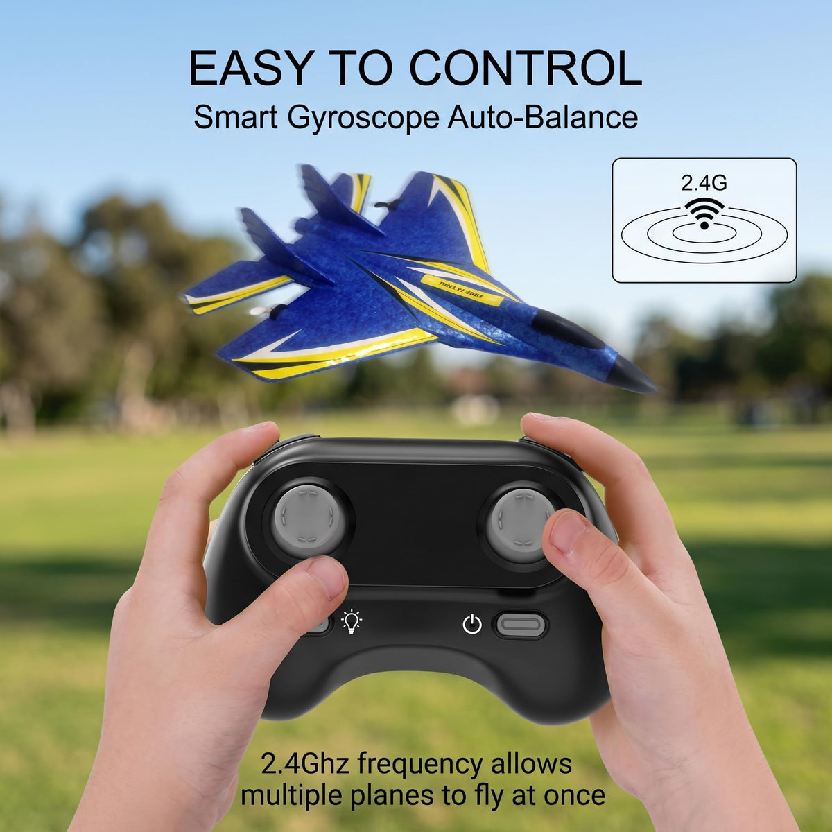 LBKR Tech Remote Control Airplane for Beginners, 2.4GHz RC Plane with Gyro, Ready to Fly RC Aircraft Toy, Easy to Fly Foam Airplane for Kids & Adults