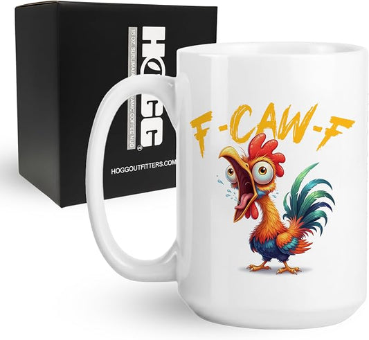 Hogg F Caw F Coffee Mug, 15 oz Ceramic Hidden Message Coffee Cup, Fcawf, Fcawf Mug, Rooster Cup, F-Caw-F, F-Caw-F Gifts, Gag Gifts Funny Adult, White Elephant Ideas