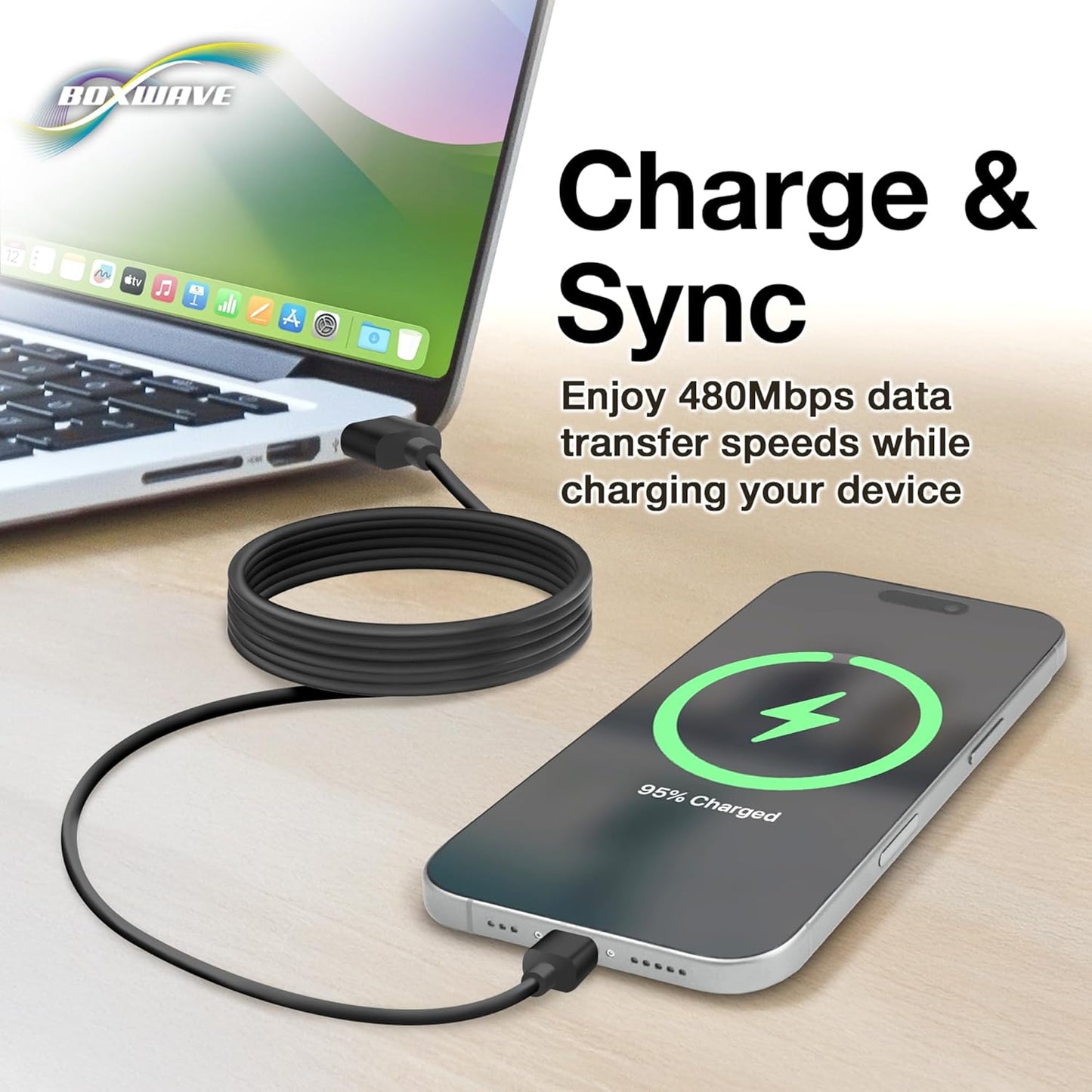BoxWave M3 MP3 3.0 3.1 6ft Cable Compatible with MECHEN Touchscreen Player - DirectSync - USB A to USB Type C, USB C
