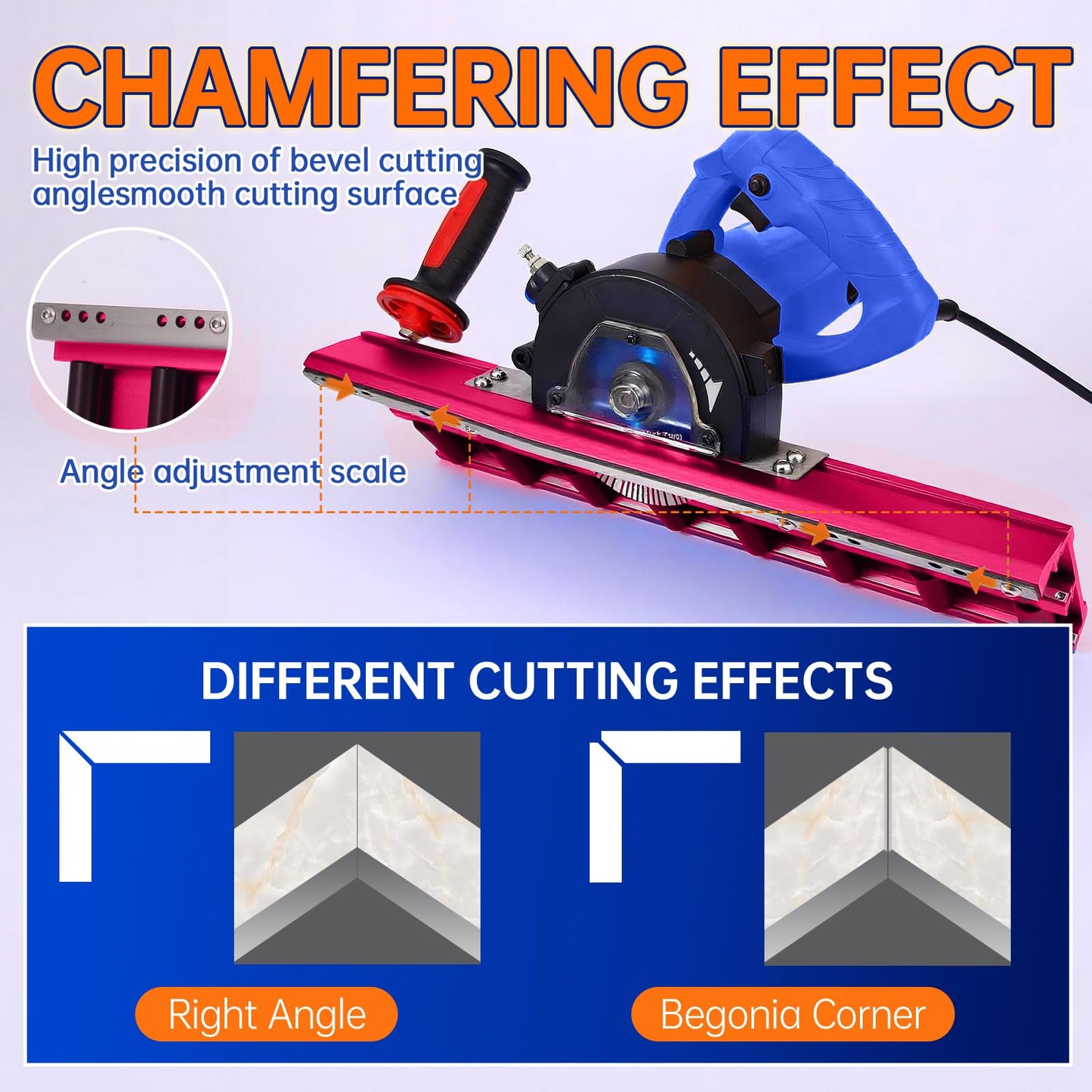 1800W Tile Beveling Tool, 43° Chamfer Machine with 16-Roller Base, Water Cooling & Dust Bag, Edge Bevel Cutter for Porcelain, Ceramic Tile, Marble & Stone