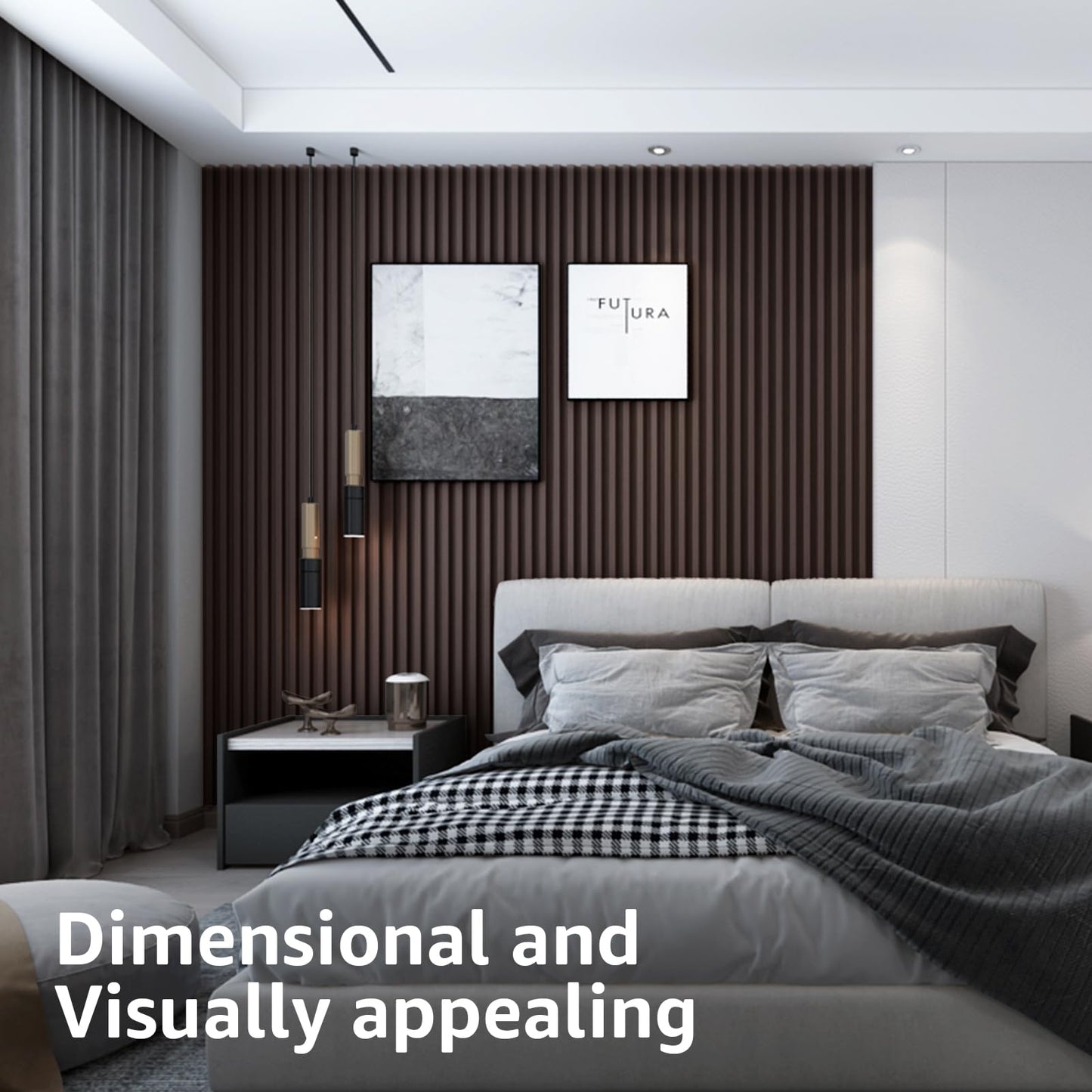 Art3d Slat Wall Panel for Modern Decor, WPC Acoustic Diffuser Panel, 8-Pack 96 x 6in. Black Walnut