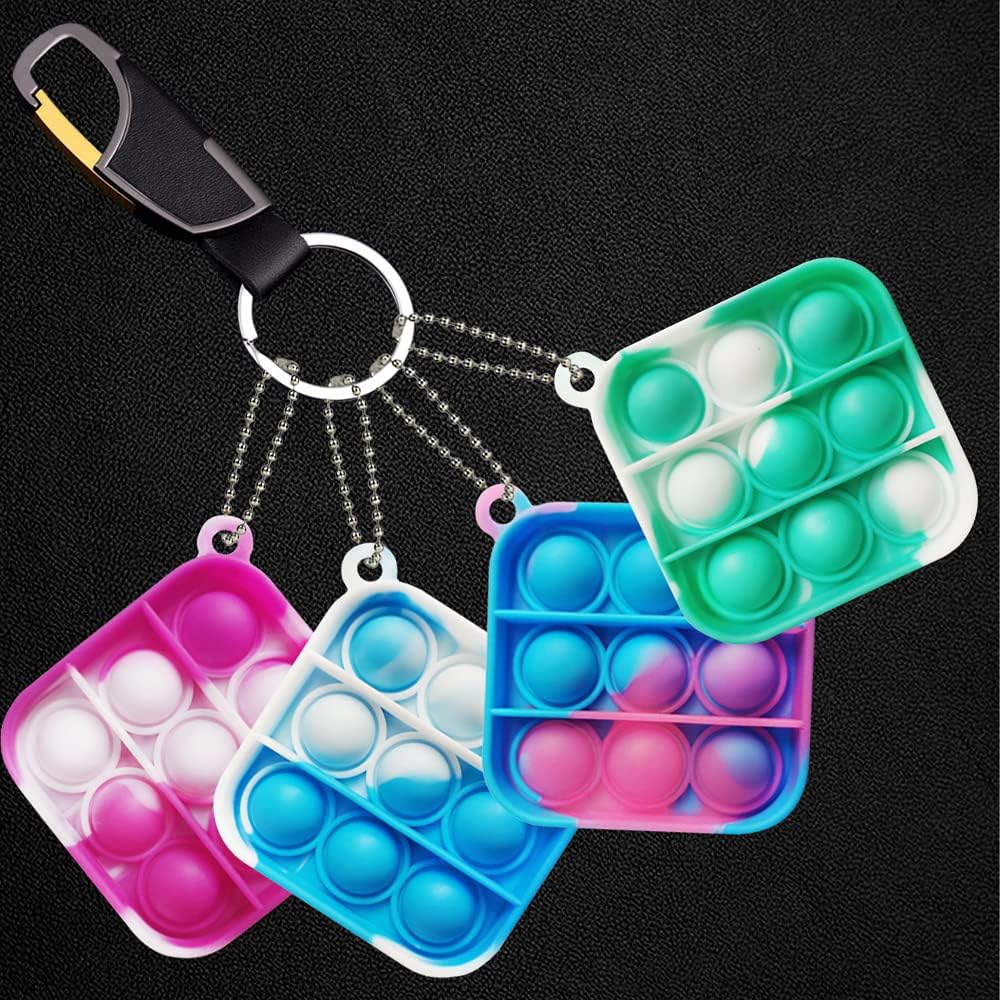 120 Pcs Mini Pop Fidget Toys Bulk, Silicone Bubble Keychains Fidget Toys, Kids Party Favors Classroom Prizes, Easter Basket Stuffers Christmas Valentine Sensory Stress Relief Gifts