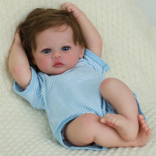 SCOM 18-Inch Reborn Baby Dolls Boy - Realistic Newborn Baby Doll, Lifelike Weighted Soft Body, Adorable Poseable Real Life Doll with Accessories – for Kids Age 3+ & Collectors Gift