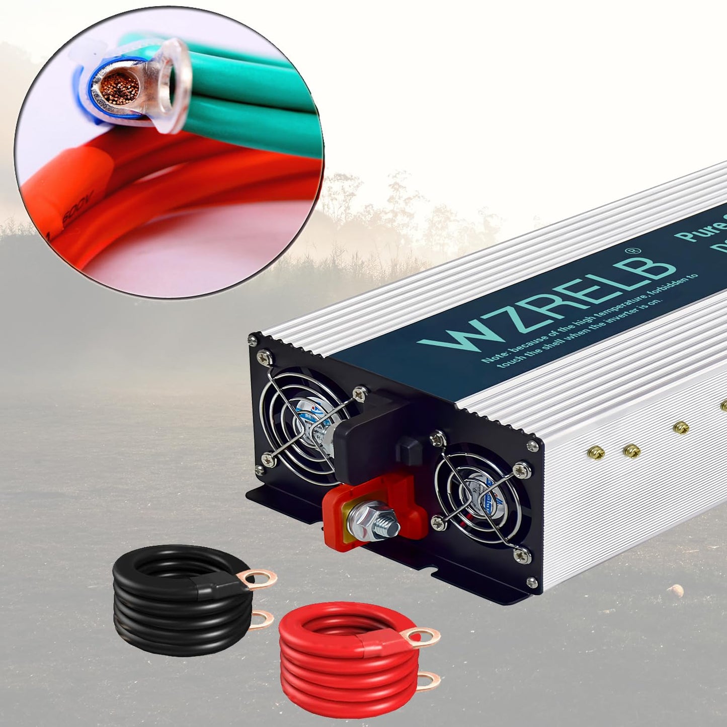 WZRELB 5000W Pure Sine Wave Inverter 24V DC to 110V 120V AC with LED Display,Remote Controller,Off-Grid Power Converter 10000W Surge with 4 AC Outlets, Hardwire Terminal for Home, RV, Truck, Camping