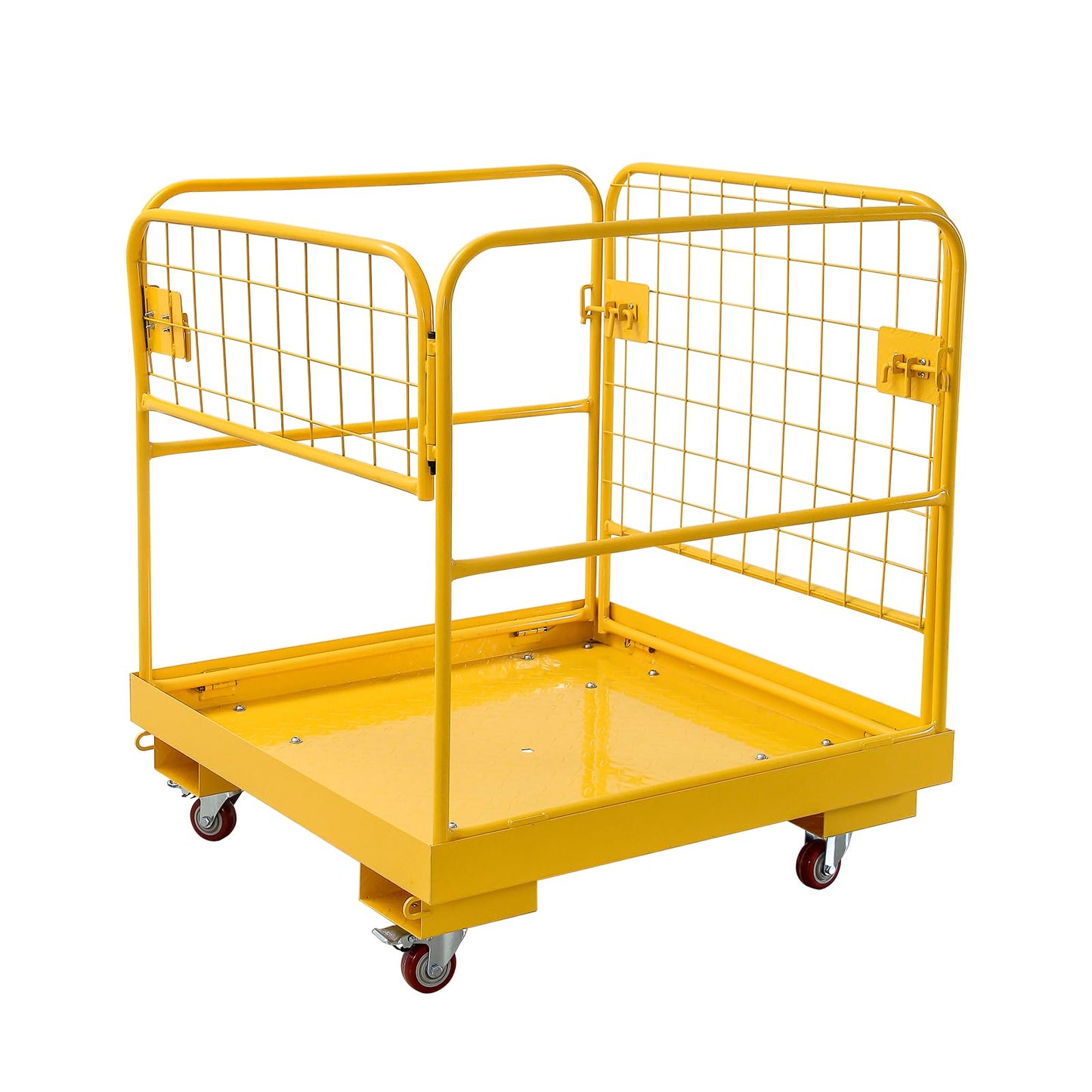 Migoda Forklift Safety Cage 36 x 36 inches, 1200 lbs Capacity Forklift Man Basket, Folding Work Platform with 4 Wheels, Collapsible Cage Lift Basket for Aerial Jobs