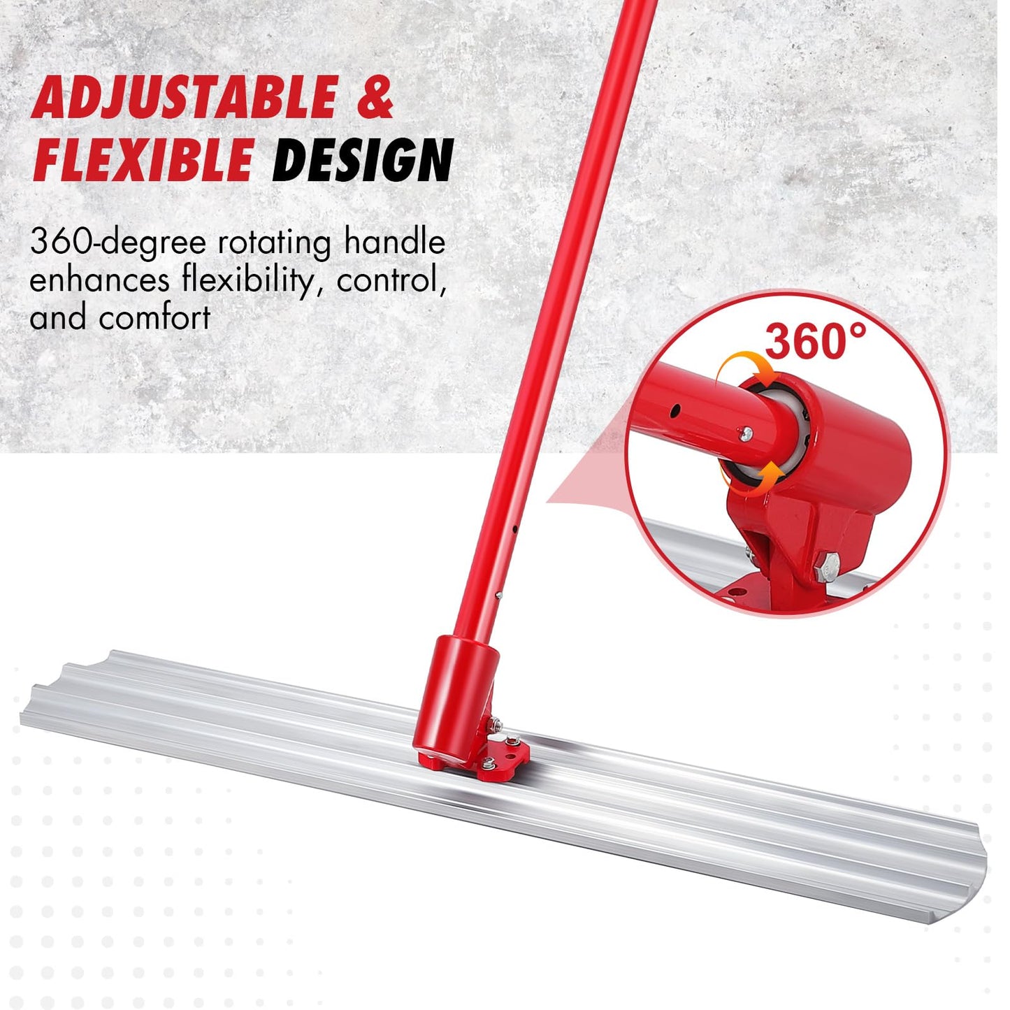 48"x8" Bull Float Kit Magnesium Bull Float for Concrete Finishing Heavy-Duty Cement Smoothing Tool With 4 Float Handle Bracket