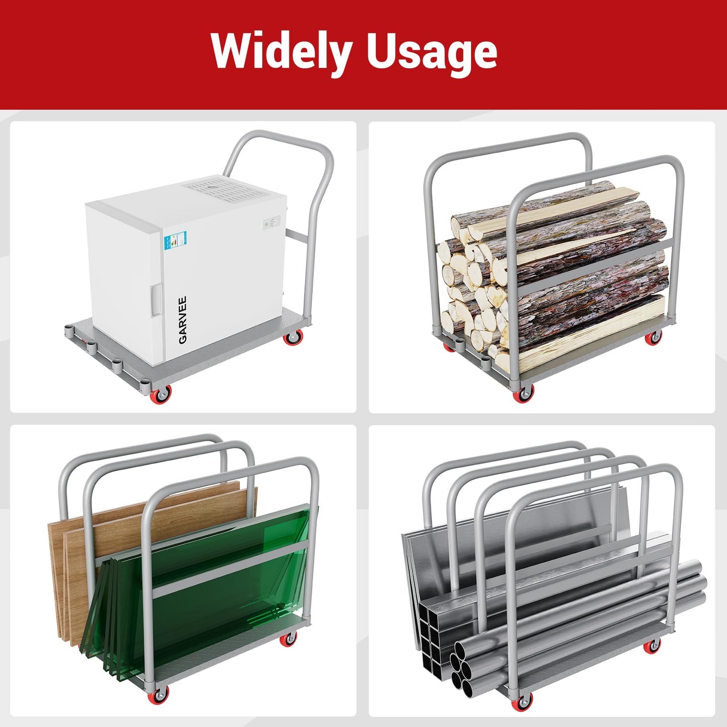 2000 Lbs Heavy Duty 2-in-1 Platform Truck, Q235 Thickened Steel Flatbed Hand Truck, Foldable Push Cart Dolly with 4 Swivel Wheels (2 with Brakes), for Warehouse, Workshop, Moving and Industrial Use