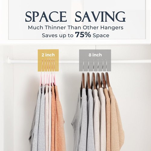 HOUSE DAY Pink Velvet Hangers - Premium Non-Slip Felt Clothes Hangers | 60 Pack, Space-Saving Design with 360° Swivel Rose Gold Hook