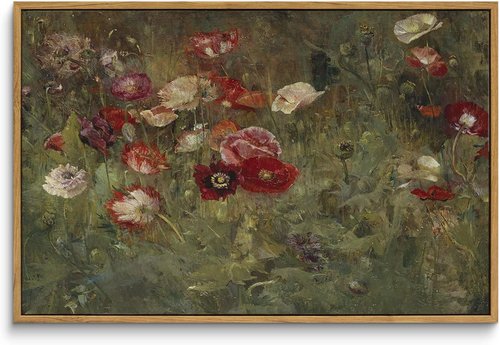 InSimSea Framed Canvas Wall Art - Vintage Floral Oil Painting Decor | Rustic 16"x24" Prints for Home & Office