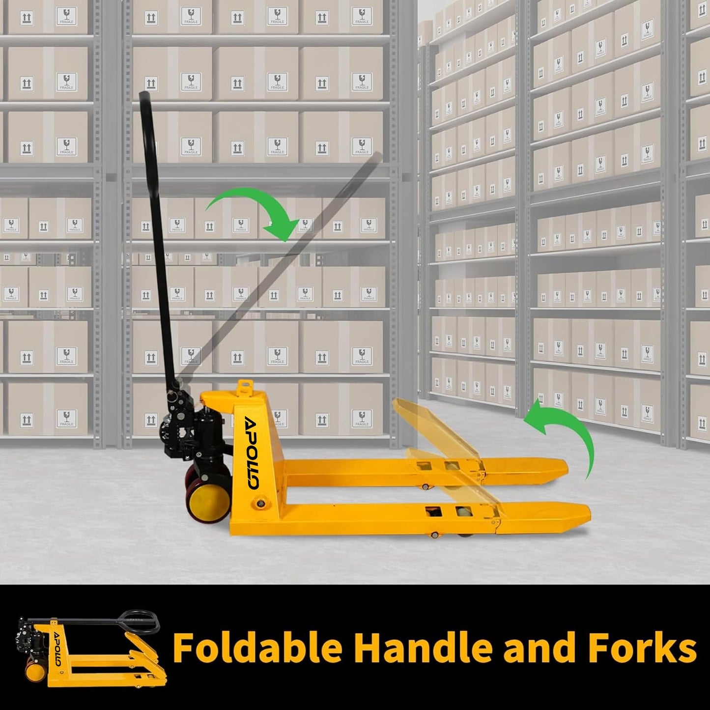 APOLLOLIFT Mini Pallet Jack Truck, Foldable Pallet Truck 2200 lbs Capacity 31.5" L x 15" W Narrow Forks, Manual Pallet Jack with Foldable Forks and Handle, Easy Storage