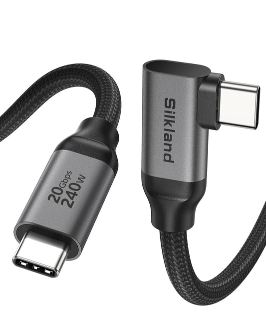 3.2 2x2 3.3FT, 20Gbps 90 5K/4K 60Hz 240W Silkland USB C Gen Cable Right Angle Degree High Speed Data Transfer, Type C