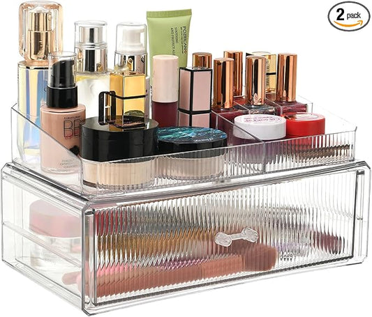 ZHIAIstackable storage drawer, transparent acrylic storage box, cosmetics and beauty product storage organizer, suitable for makeup room, bathroom, under kitchen sink, room, home bedroom storage.