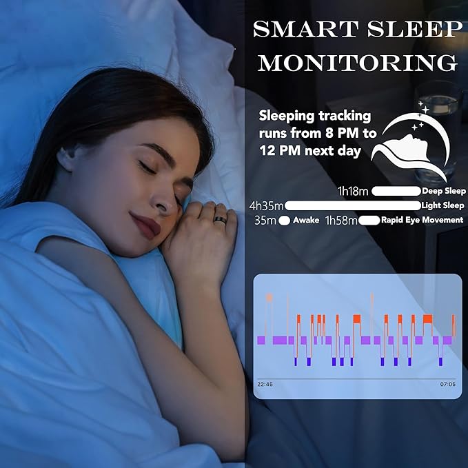 Smart Health Ring for Women Men Fitness Tracker with Heart Rate, Blood Oxygen, Blood Pressure, Sleep Monitoring, Step Counting, IP68 Waterproof for iOS and Android, No Subscription Fee, Silver 10