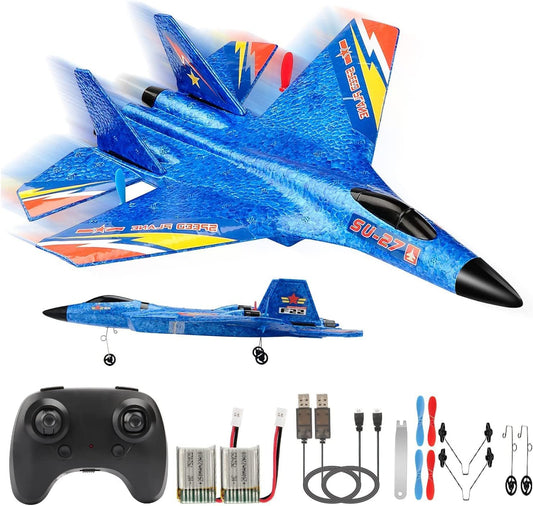 RoofWorld Gravity Gliders SU27 RC Airplane Remote Control Airplane 2.4GHZ RC Plane 6-axis Gyro Stabilizer RTF RC Glider for Beginner LED Lights for Night Flying
