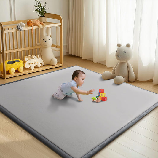 Baby Play Mats for Floor - 1.4" Thick Memory Foam Rug, 80"x80" Playpen Tummy Time Mat, Soft Velvet Nursery Rug, Large Padded Crawling Mat, Cushioned Pads for Playroom Toddlers, Infants, Yoga, Tatami