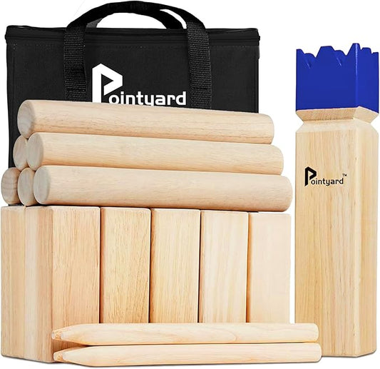 Pointyard Kubb Yard Game Set, Kubb Game Set with Carrying Bag - Wooden Toss Game Set for Outdoor Lawn Teenagers Adults Family