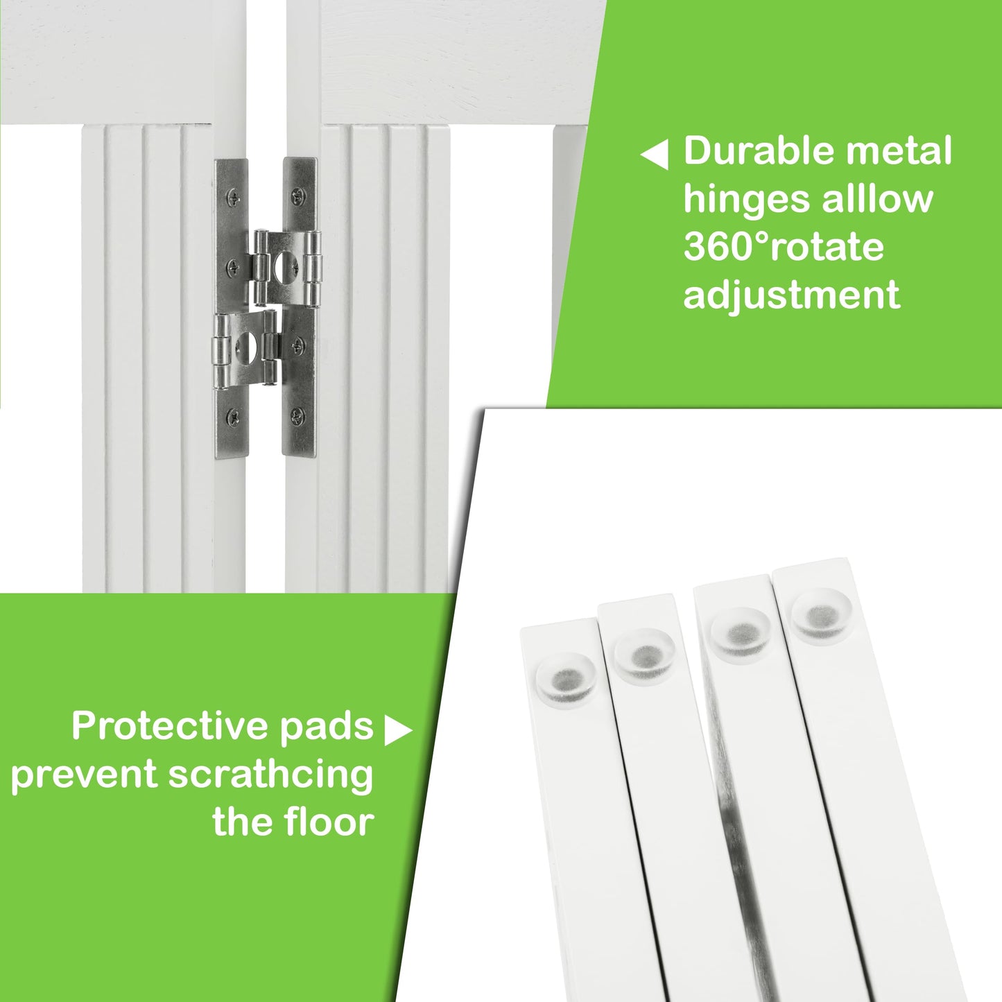 SPIRICH 96" Extra Wide 28" Tall Wooden Freestanding Foldable Dog Gate, Pet Gate Indoor, 4 Panels, White