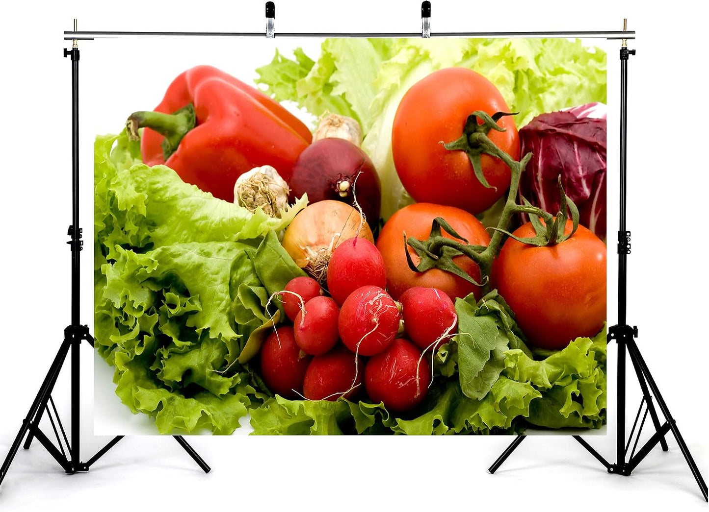 KeyWork 8x8ft Fresh Vegetable Backdrop Farm Produce Photography Background for Party Food Themed Cooking Events