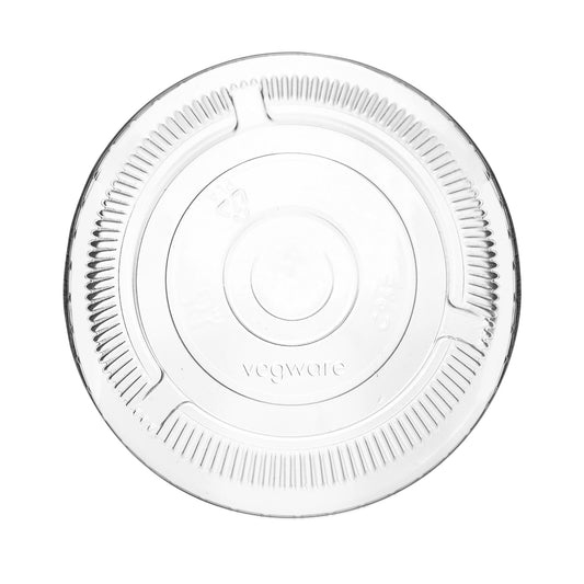Vegware Compostable 96-Series Cold Cup Lids, Case of 1000, Clear Flat Lid with Straw Hole, Made From PLA Renewable Plant Based Plastic, Clear For Visibility