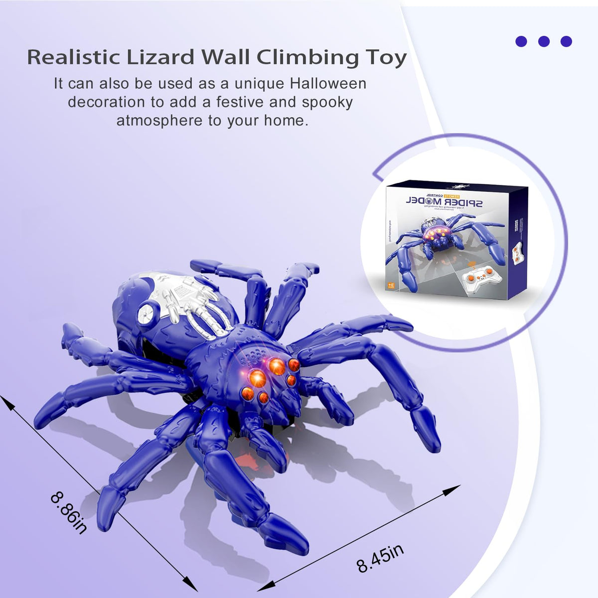 Wall Climbing Gecko Spiders,Realistic Lizard Wall Climbing Toy,Rechargeable Remote Control Robot Kids Toys,Dual Mode Floor & Wall Driving,Christmas Birthday Gift for Boys Girls Ages 3+ (Purple)